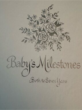 Baby's Milestones Keepsake Book - Silver Floral Design Birth to 7 years Vintage!